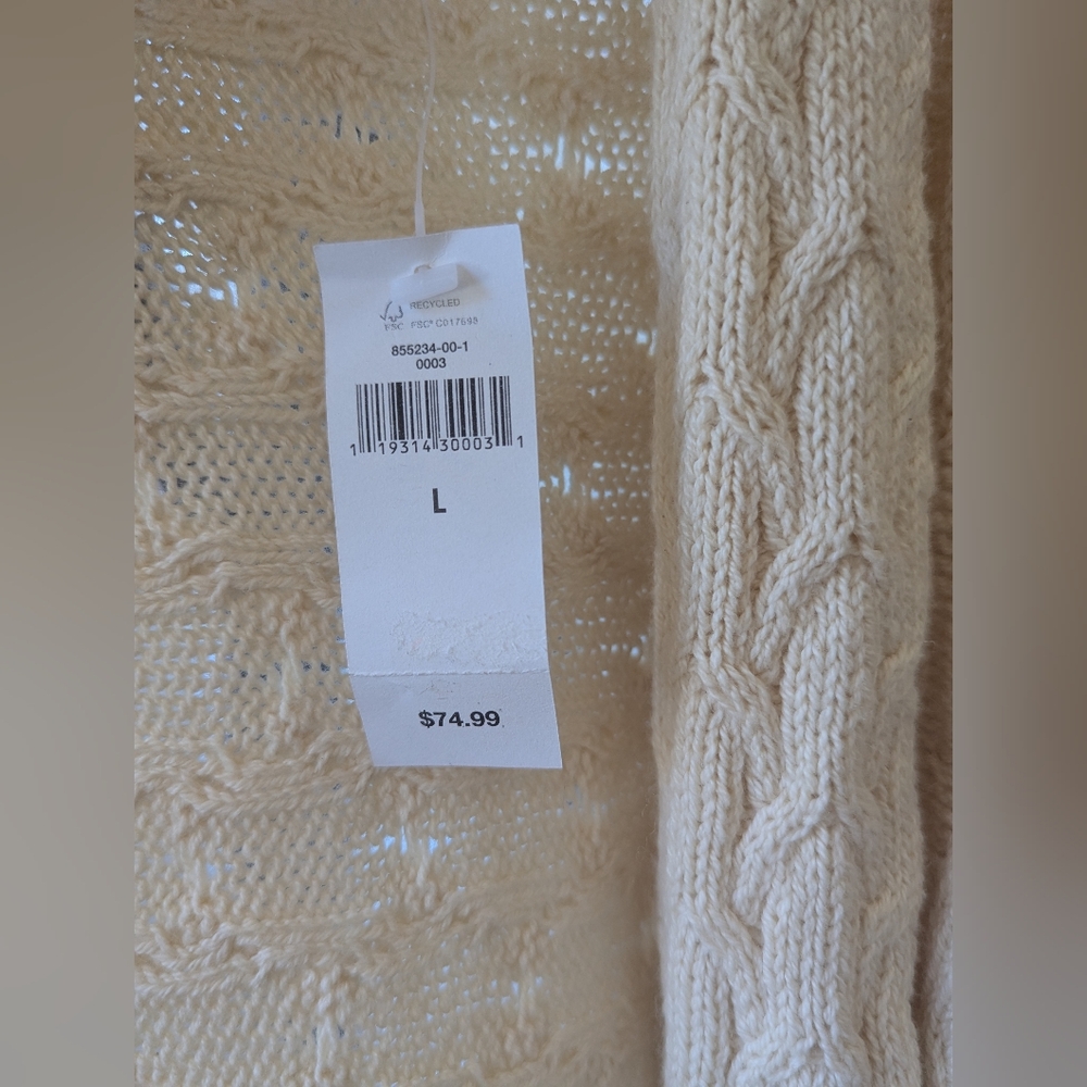 NWT Banana Republic Short Sleeve Crochet Waterfall Short Sleeve Cardigan -  Sz L - Picture 4 of 5